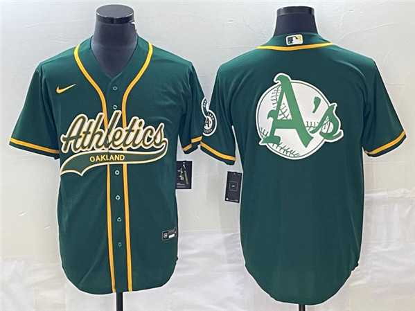 Men%27s Oakland Athletics Green Team Big Logo Cool Base Stitched Baseball Jersey 003->oakland athletics->MLB Jersey